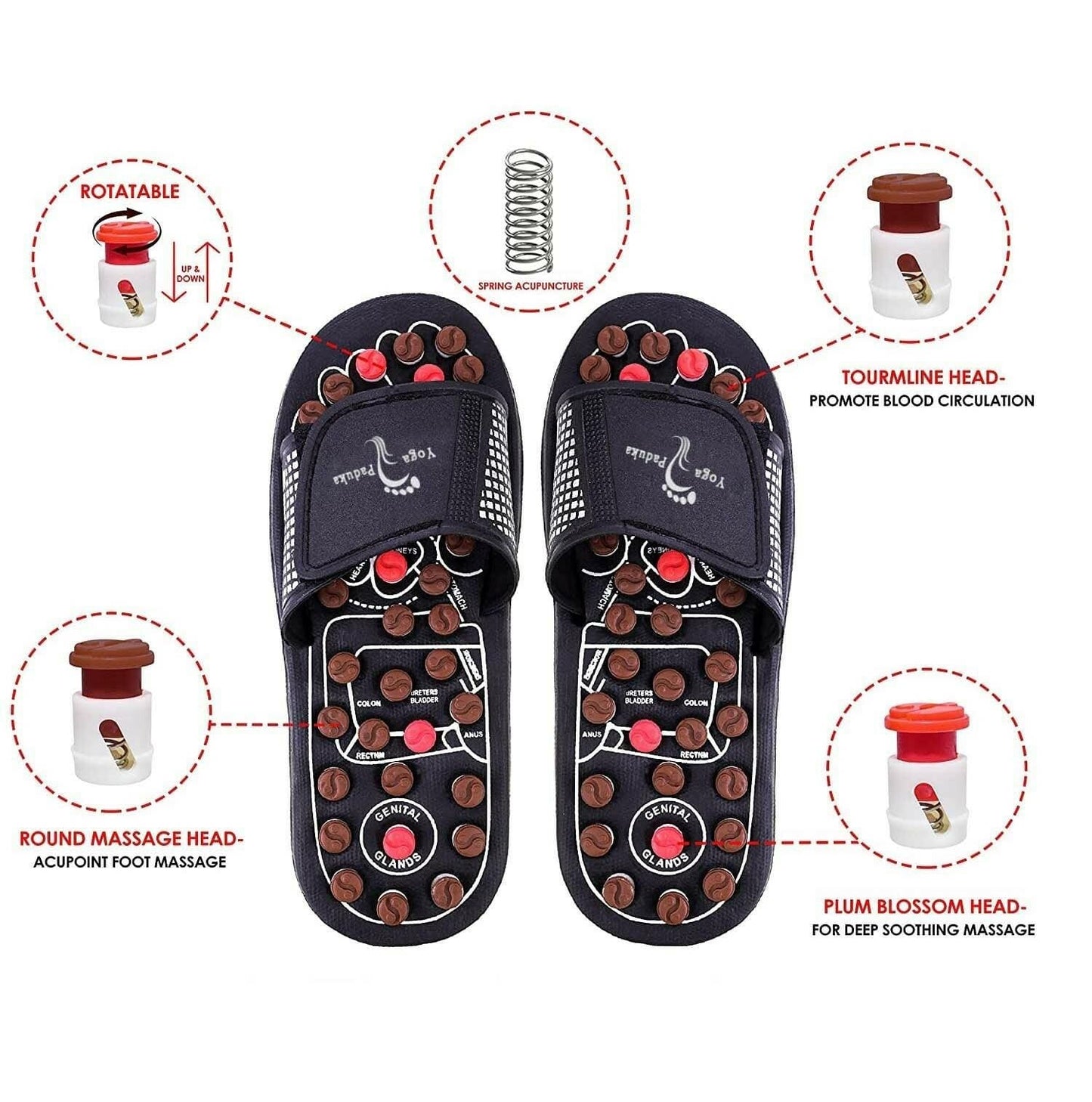 Acupressure and Magnetic Therapy Paduka Slippers for Full Body Blood Circulation Unisex