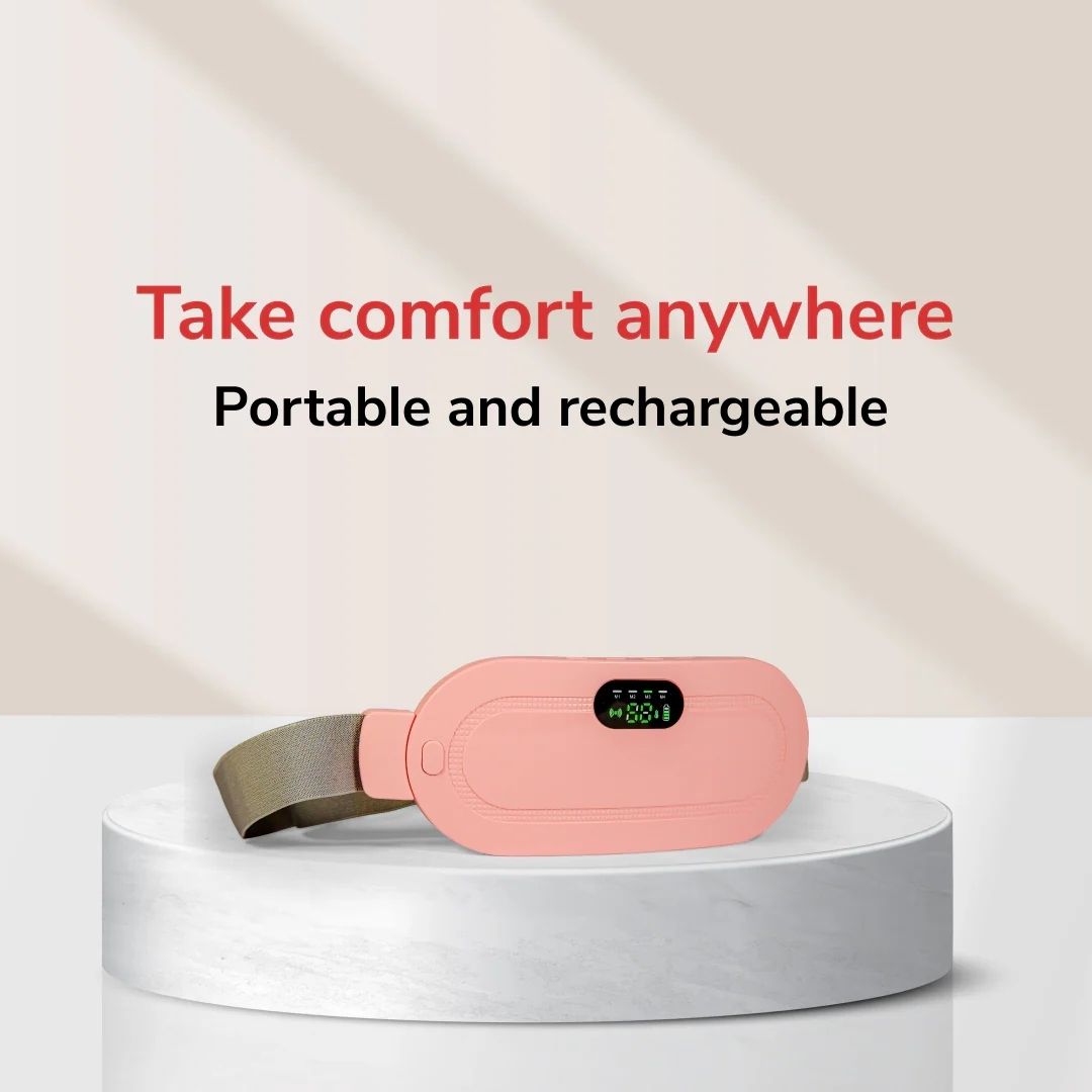 Period Cramp Relief Massager & Heating Pad, Rose